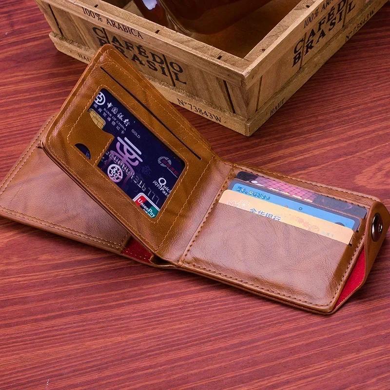 Men's Leather Wallet with Dollar Bill Print - Zipper Card Holder & Coin Pocket, Vintage Style Bifold Purse for Cash and Cards