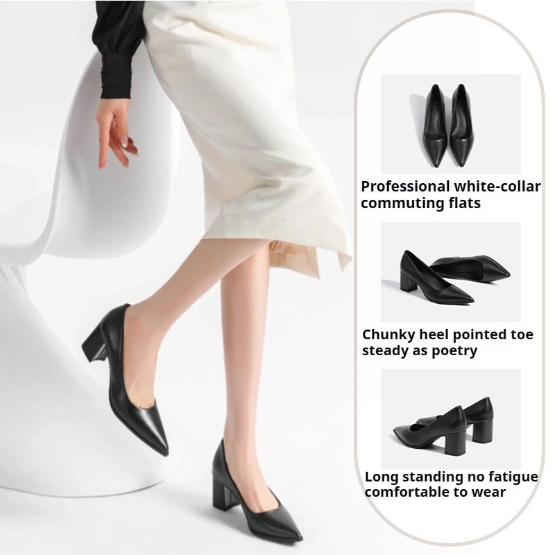 Profesionální společenské pracovní boty na silném podpatku se špičatou špičkou, temperamentní dámské boty, módní vysoké podpatky
