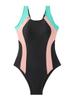 New Competitive Sport-Style Color Blocked One-Piece Swimsuit