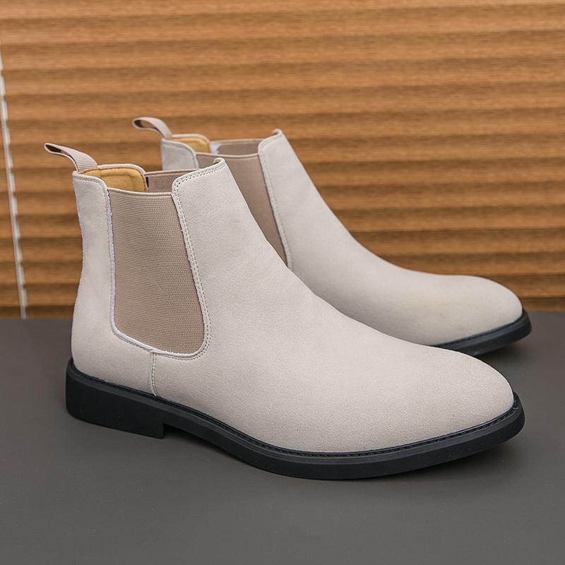 

Fashion Autumn Hot Selling Men Comfortable Frosted Leather Pointed Chelsea Boots Fashion Brand Breathable Sleeve Foot Casual Short Boots 46
