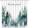 Winterwald Frohe Weihnachten Duschvorhang Schneeflocke Kiefer Baum Schneelandschaft Aquarell Weihnachtsbaum Feiertagsfest Schmuck