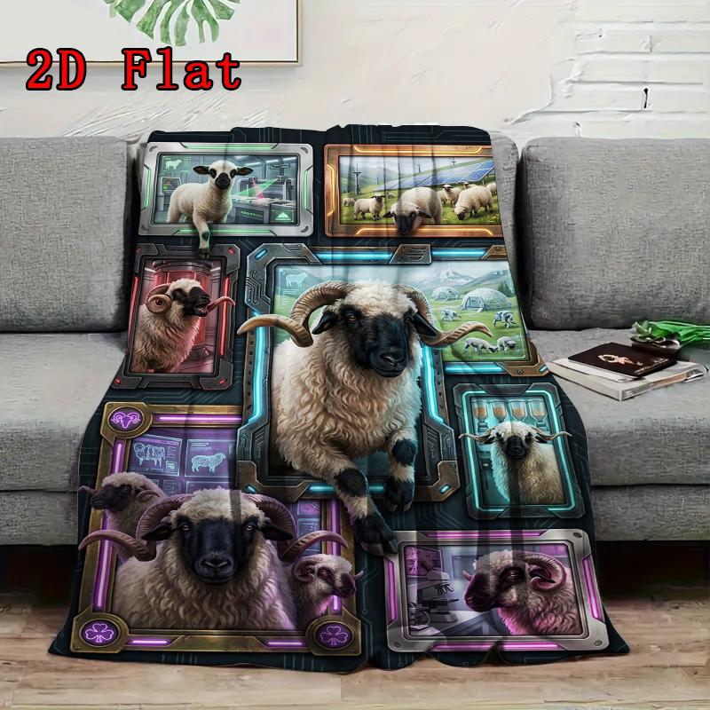 Sheep Evolution Showcase 2D Flat Pattern Flannel Blanket, High Quality All Seasons, Home Decor, Warmth and Comfort, Perfect for Christmas Gifts.