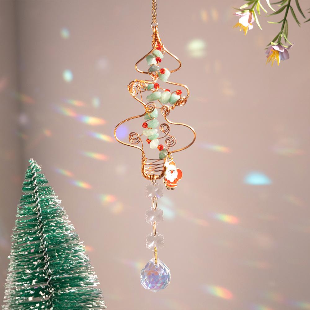 Christmas Handmade Copper Wire Winding Christmas Tree Handmade Sunshine Catcher Creative Production Pendant Car Hanging Original