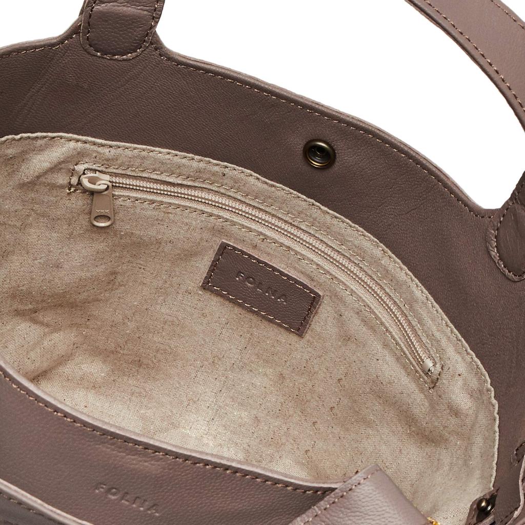 Forna Tote Red Goat Greige 2-Way Bag, Leather,