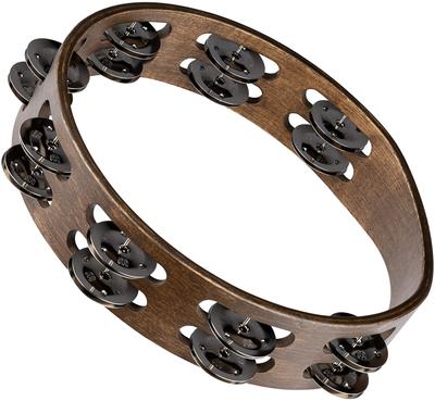 MEINL Percussion Traditional Wood Tambourine Stainless Steel Jingles 2rows TA2WB []