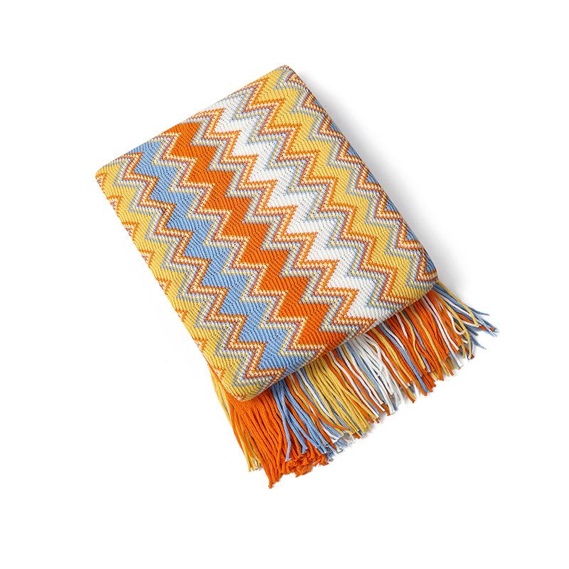 Vintage Böhmische Geometrisches Muster Überwurfdecke - Acryl Gestrickte Reise Decke für Alle Jahreszeiten, Maschinenwaschbar, Mehrzweck zum Nickerchen Machen