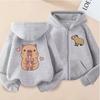 Funny Kids Capybara Zip Up Hoodie Children's Hoodie Zipper Children Capibara Sweatshirt Manga Clothes Kid Girl Boy Top Hoody