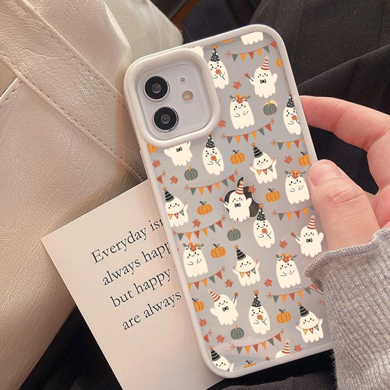 Cool Cartoon Halloween Ghost Spider Phone Case For iPhone 14 15 16 17 11 12Mini 13Pro Max XS XR 7 8Plus Lovely Clear Hard Cover
