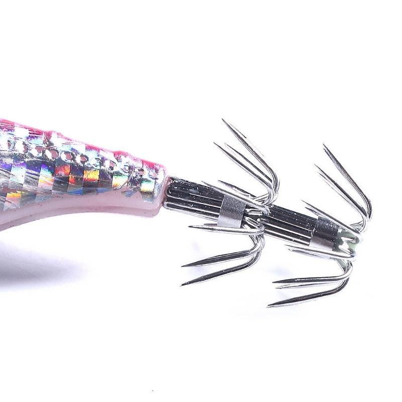 10Pcs Luminous Squid Jigs Lures Fishing Hard Fishing Lures Glow Squid Jig Hooks