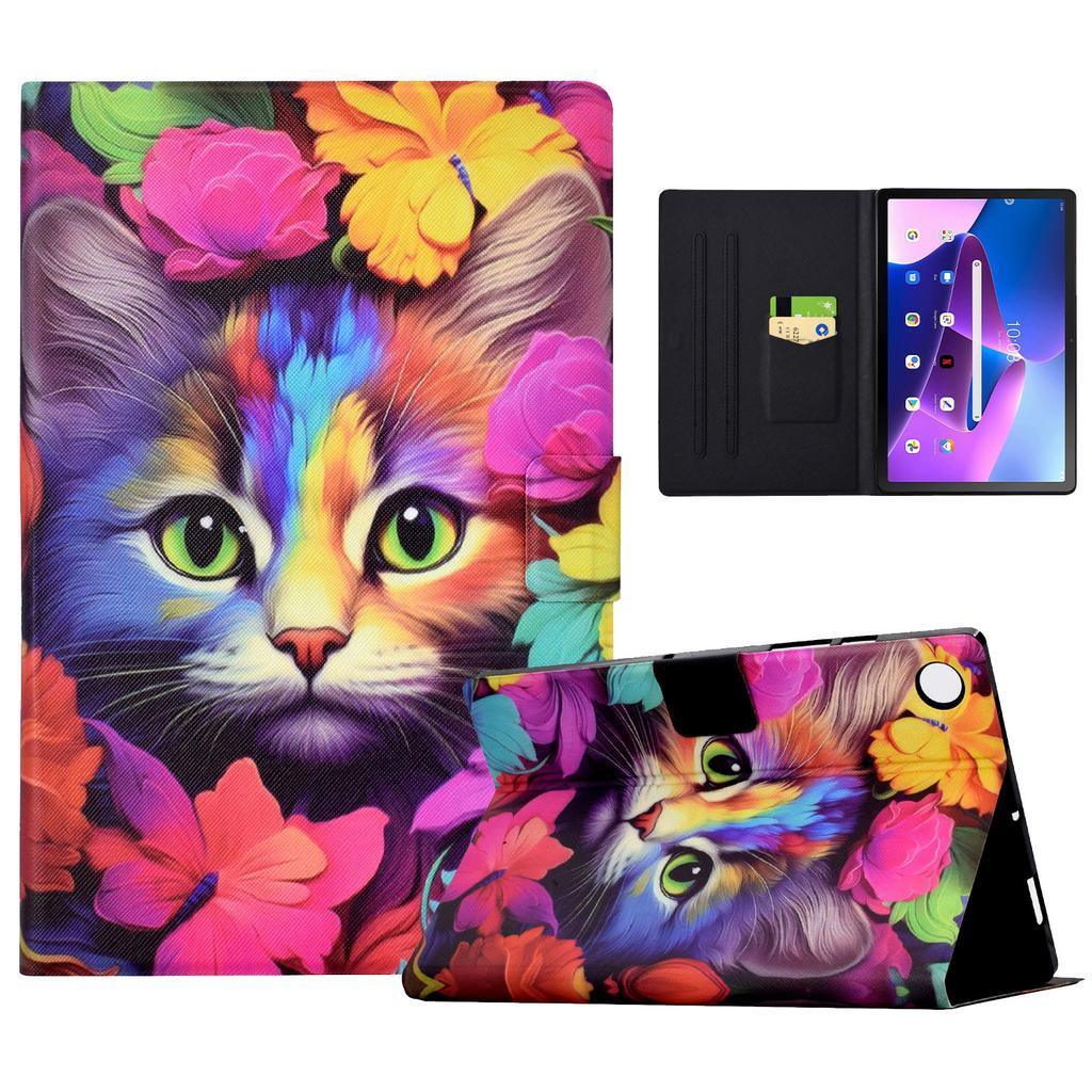For Lenovo Tab M10 Plus (3rd Gen) Case Pattern Printed PU Leather Tablet Smart Cover with Card Holder