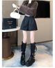 2024 Wool High-Waisted Wide-Leg Shorts for Women - Autumn/Winter Sequin Casual Pants with Boots