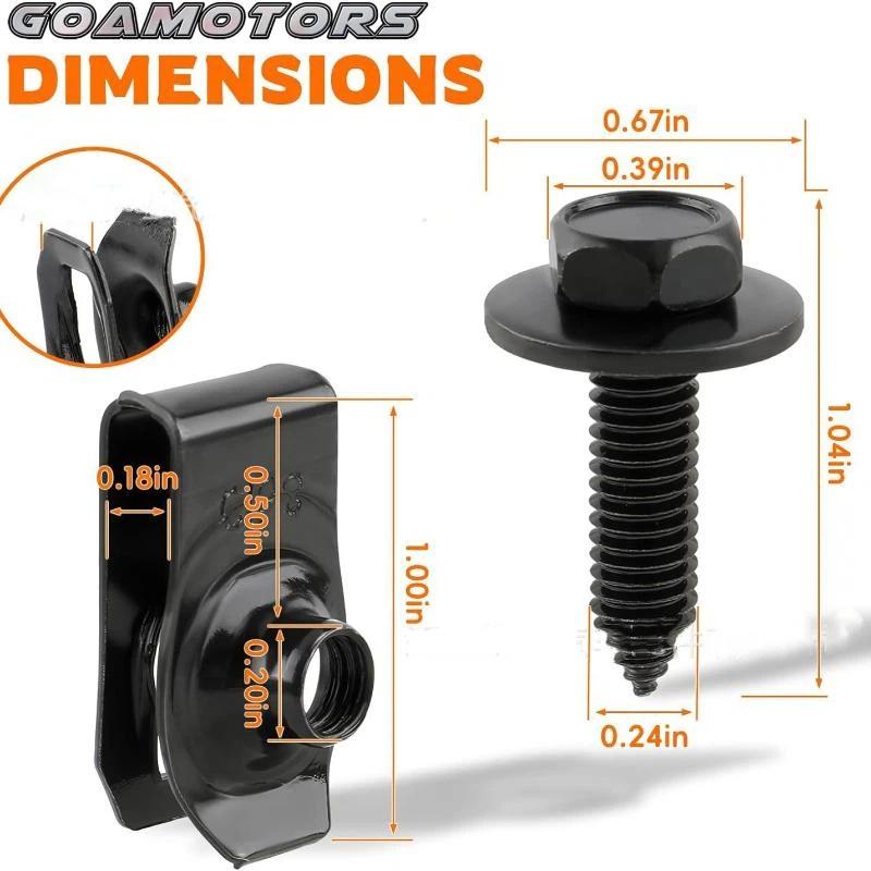 M6 Car Body Screw Bolt With U Type Spring Clip Nut Fastener Kit Auto Replacement Repair Hardware Accessories