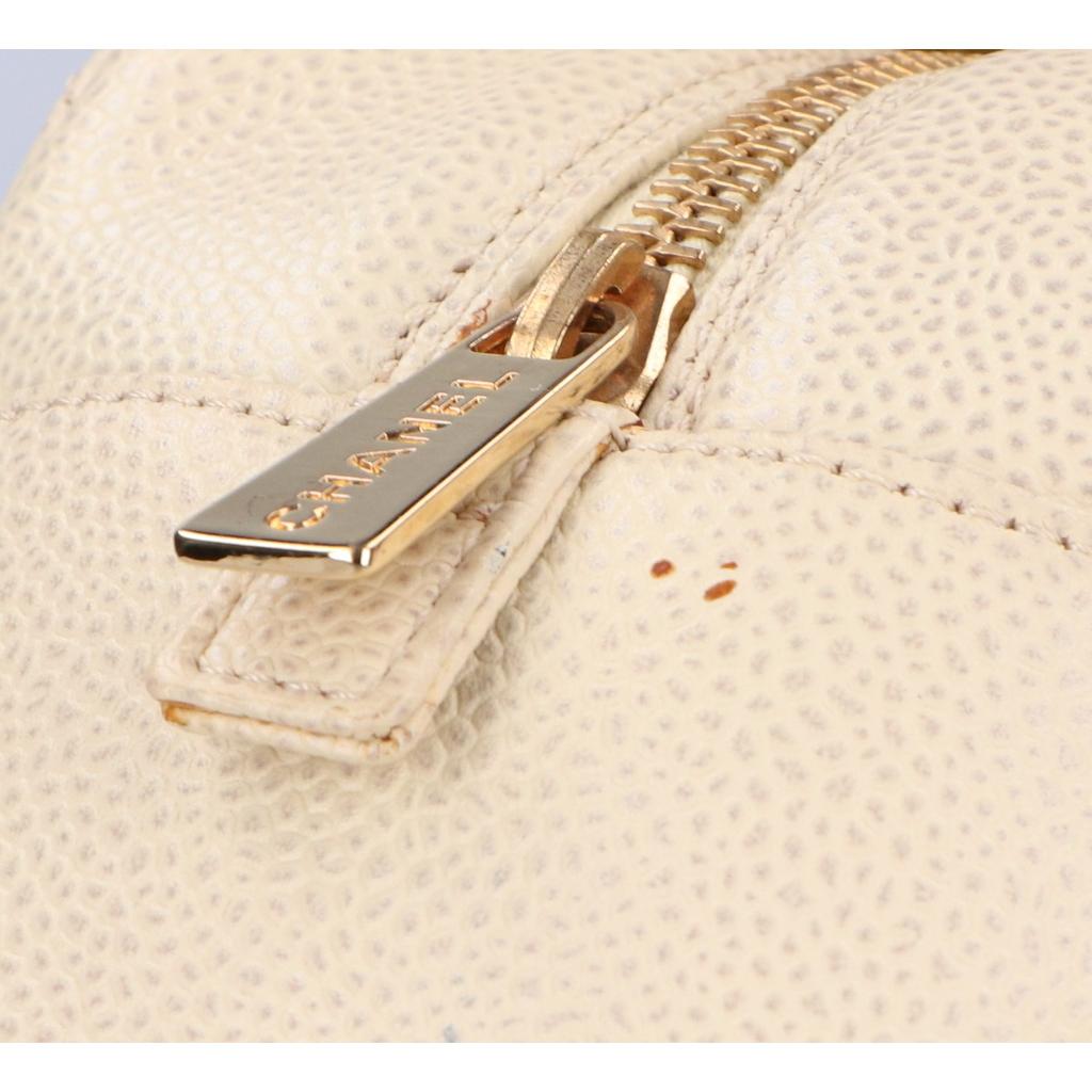 CHANEL No. 8 Standard Chain Tote PTT Caviar Handbag IvoryUsed