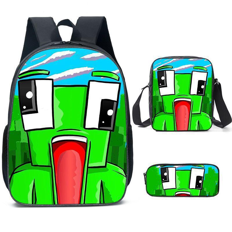Unspeakable Pattern Printed Large-Capacity Backpack, Shoulder Bag, Pencil Case, Three-Piece Set, Student Schoolbag.