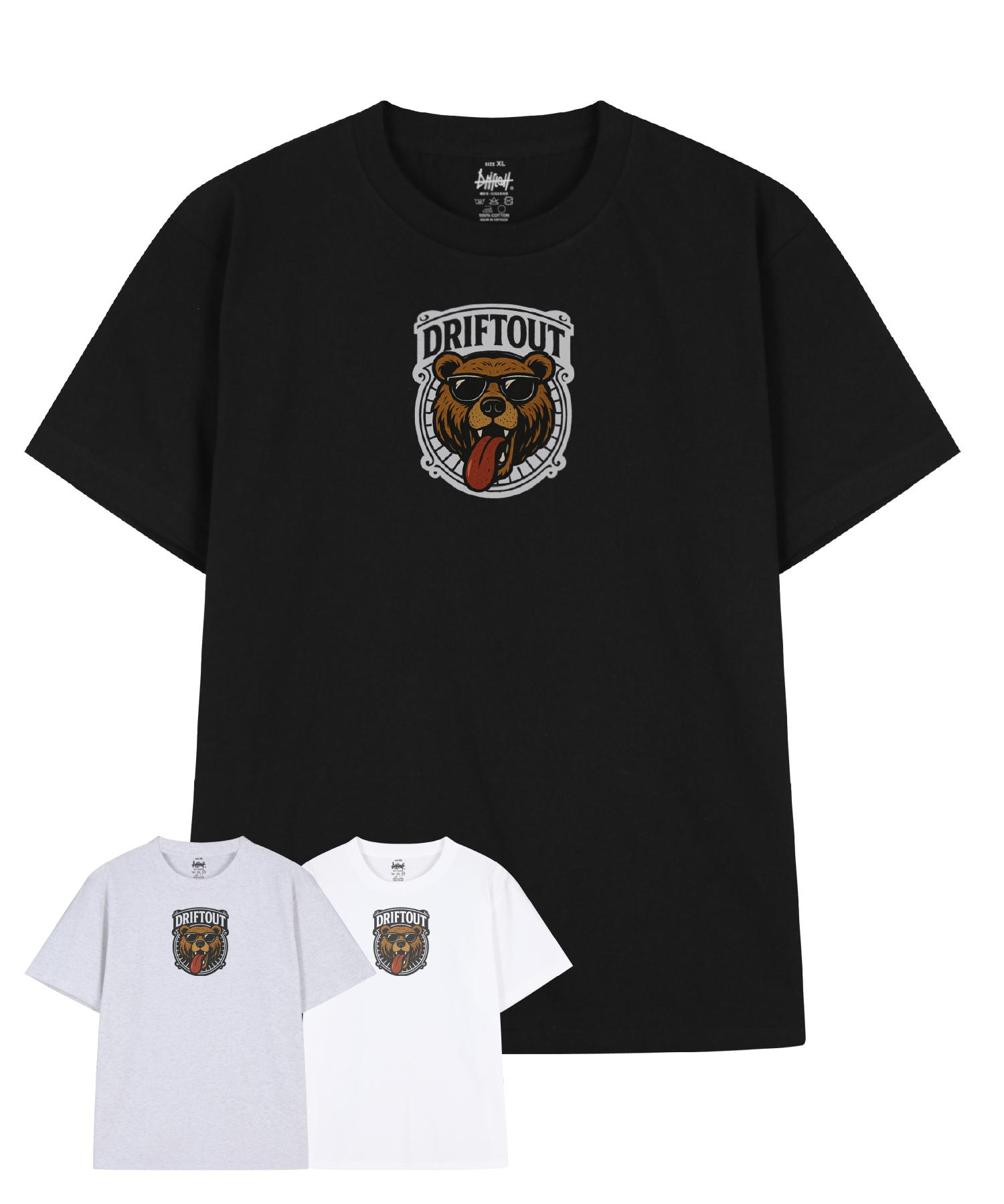 Drift Out Wild Tongue-Out Bear Short Sleeve T-Shirt (3 Colors) Black/Xxl