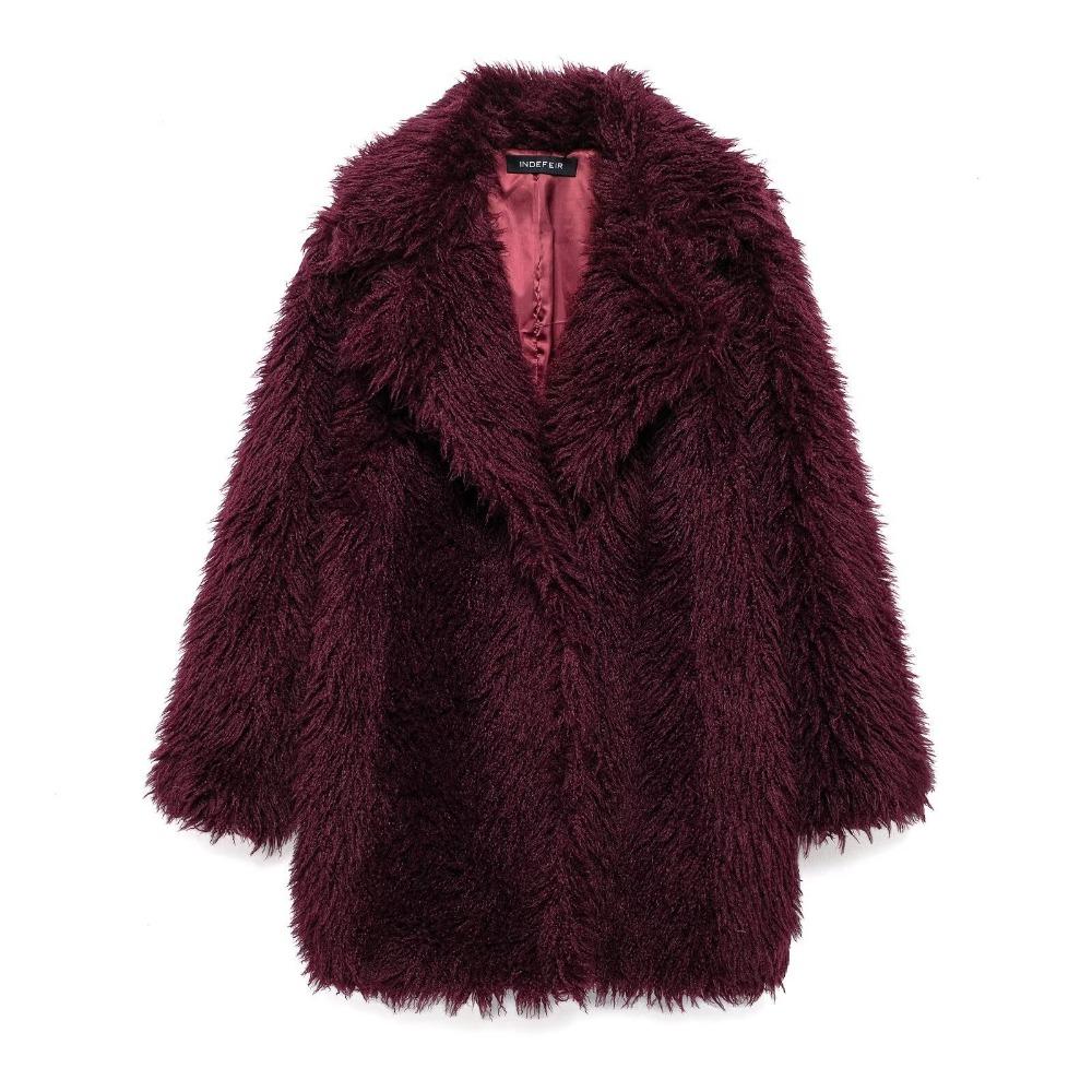 Women's Turn Down Collar Long Sleeve Faux Fur Coat Regular Fit European Fuzzy Outerwear