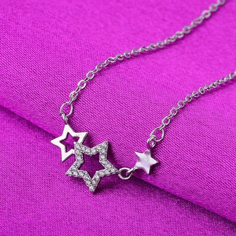 Collier ras du cou en métal argenté avec pendentif étoile et zircon pour femme, chaîne tendance, bijoux tendance, cadeau