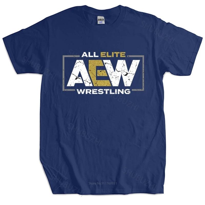 Мужская хлопковая футболка Летние топы Бренд All Elite AEW Wrestling Логотип AEW мужская футболка Больший размер Homme Черная футболка S