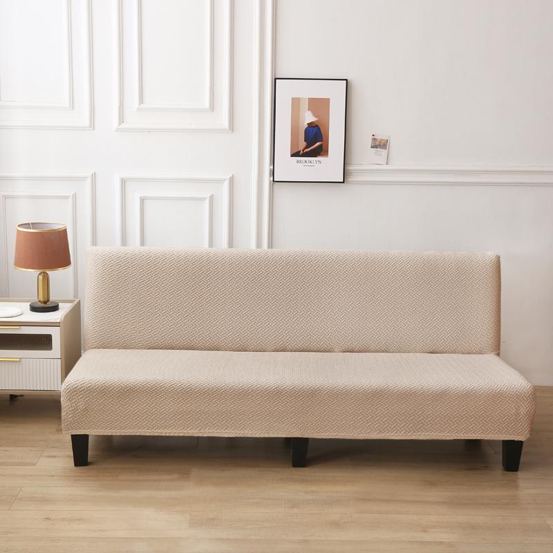 Jacquard Sofa Bed Cover High-quality Polar Fleece Fabric Armless Sofa Bed Cover Without Armrest For Living Room Stretch Folding