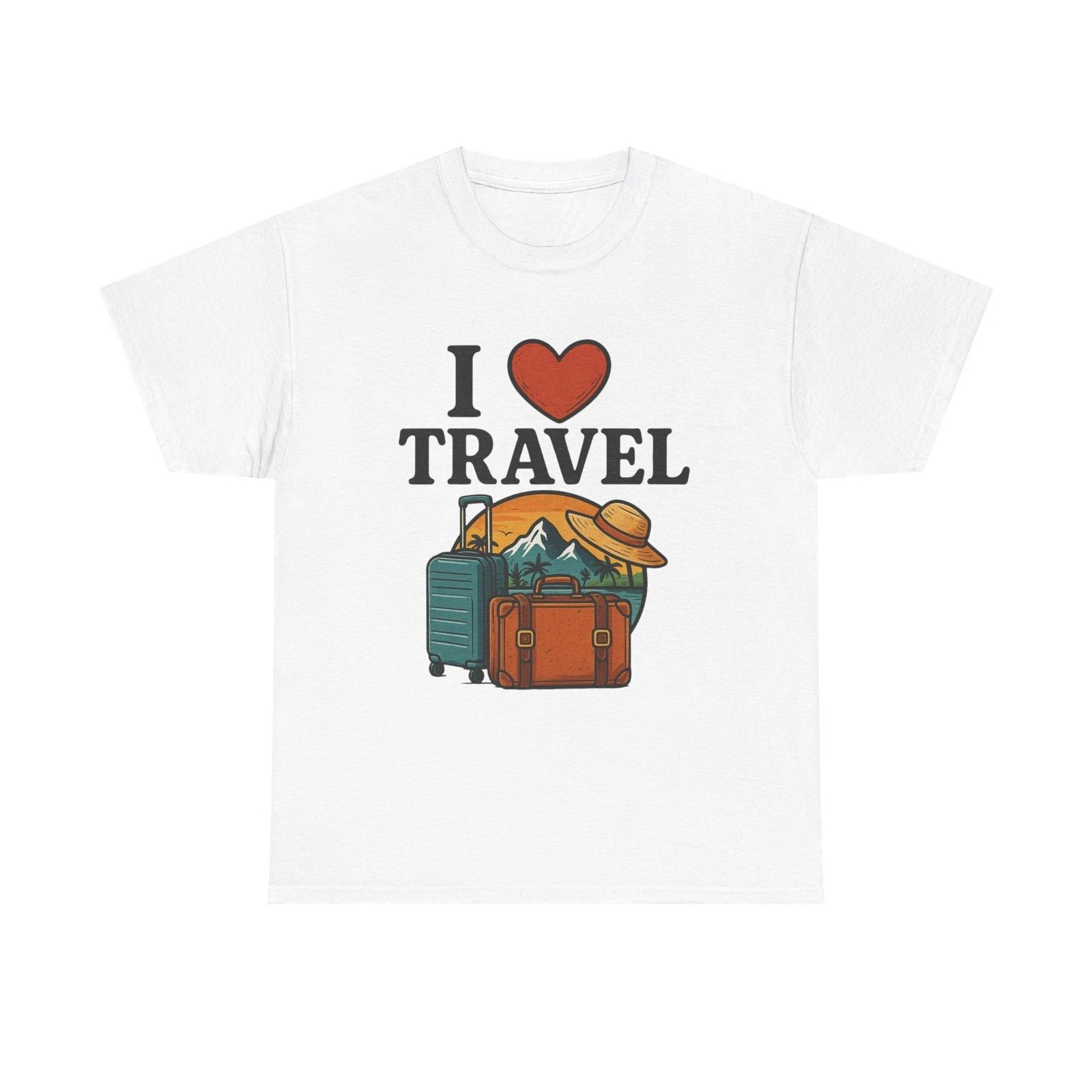 

I LOVE TRAVEL Cotton Tee, Adventure Shirt, Travel & Vacation Summer Apparel 4XL