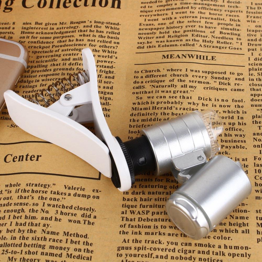 60X Lupe Handy Objektiv Kamera LED Mikroskop Lupe mit Clip Für iphone