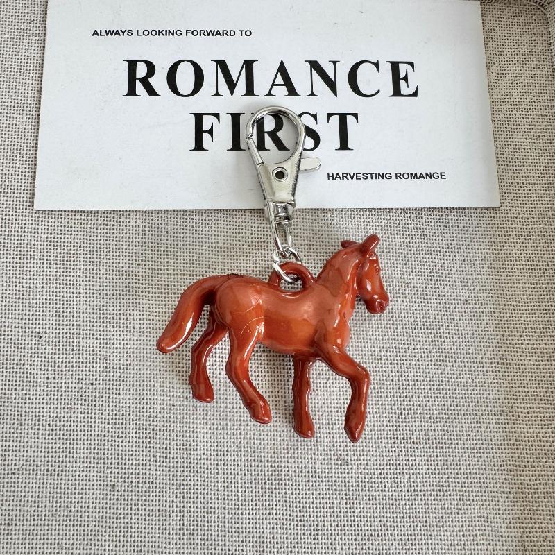 Кавайная Разноцветная 3D Лошадка Брелок Милое Животное Смоляная Лошадка Кольцо для Ключей Шарм Подвески Рюкзак Сумка Подвеска Украшение Ключи Подарок фото