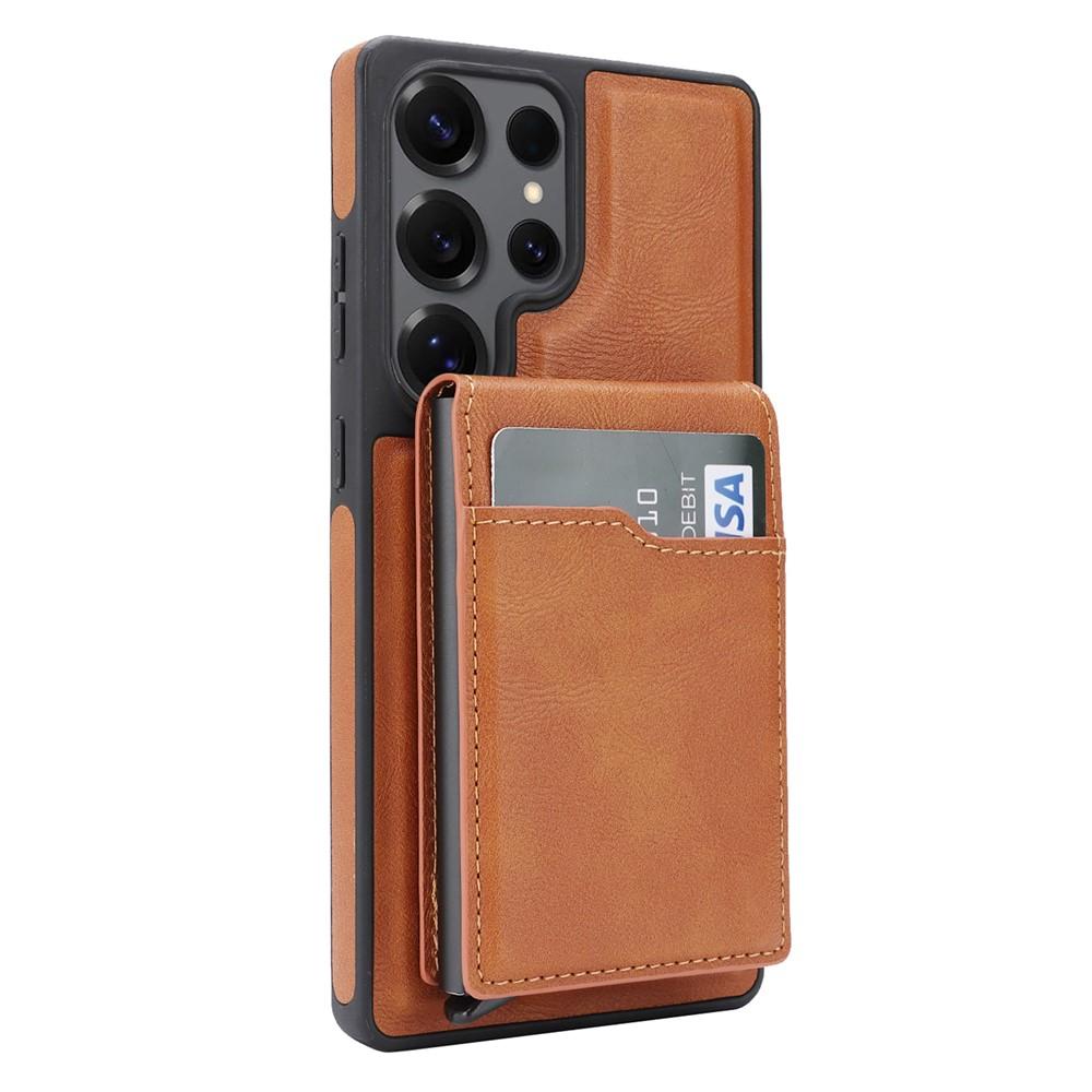 Case for Galaxy S25 Ultra - Leather/PU, Brown, With Stand