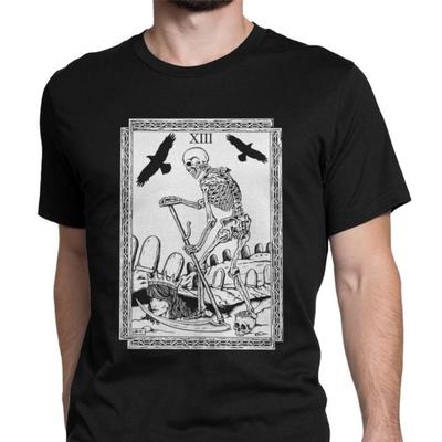 Tarot Card Death Men T Shirts Deck Future Spells Zug Sorcery Medieval Awesome Tee Fitness Tshirts Cotton Clothes