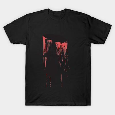 Camiseta Estampada Negra para Hombre Camiseta Súper Grande Lluvia Papel de Transferencia Sin Corte Estampado Camiseta de Algodón
