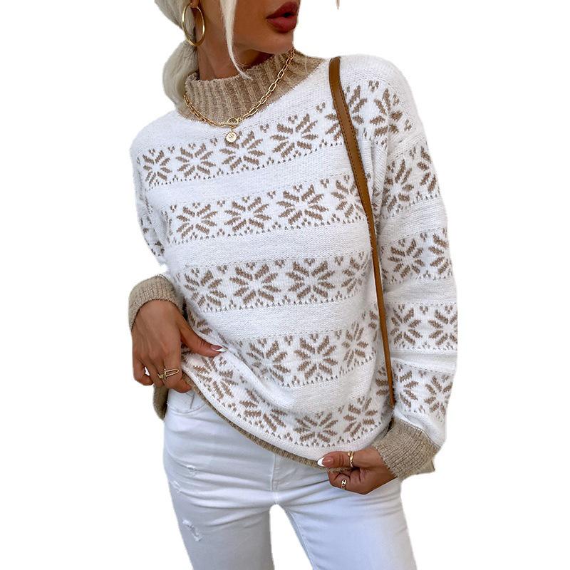 Drizzle 2023 Autumn/Winter European & American Women's Snowflake Knit Sweater