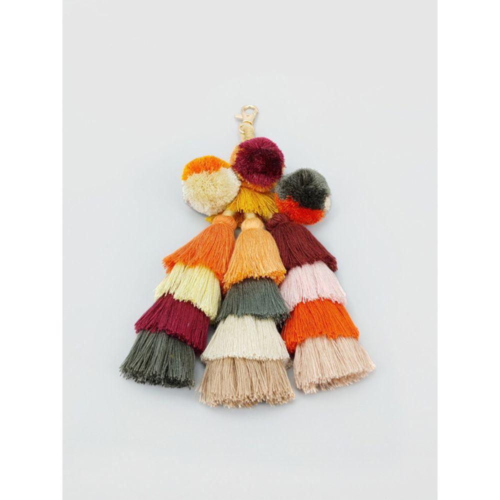 LALA Handmade Pom Pom Rattan Charm Ornament - Orange