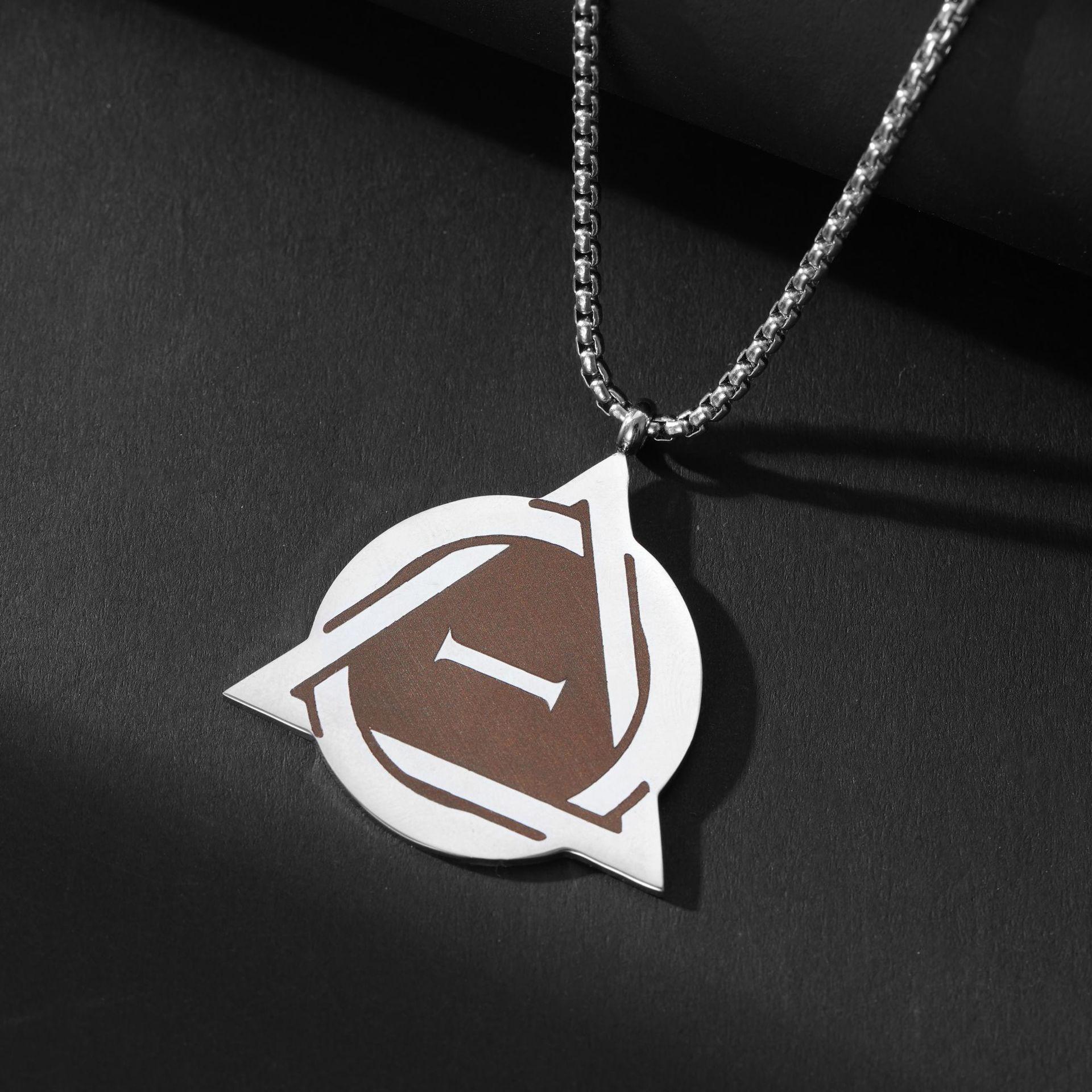 Stylish Triangular Special Symbol Leather Cord Pendant Necklace 60CM