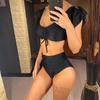 S- XL Sexy Lace Up Ruffled High Waist Bikini Female Swimsuit Women Swimwear Two-pieces Bikini Set Bather Bathing Suit Swim