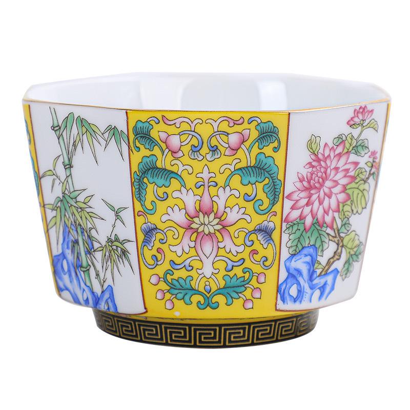 Enamel Master Eight Directions Tasting Personal Single Cup Hand-painted Gold Kung Fu Tea Set Gift