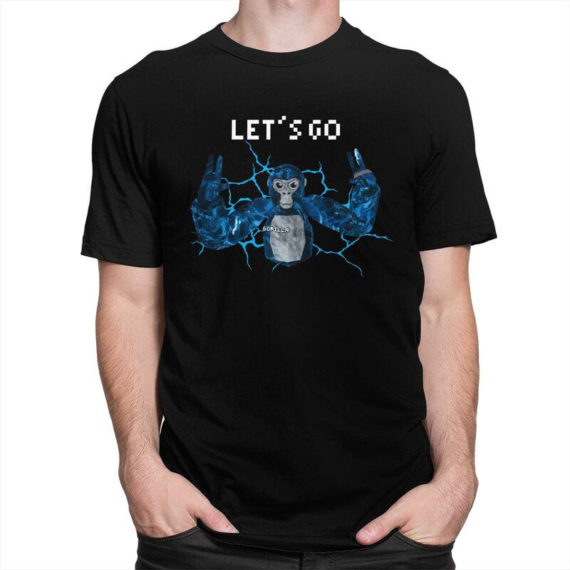 Male Lets Go Gorilla Gamer Meme T Shirt Round Neck Pure Cotton Short Sleeve TShirt Novelty Loose Oversized Summer Tyle Clothes