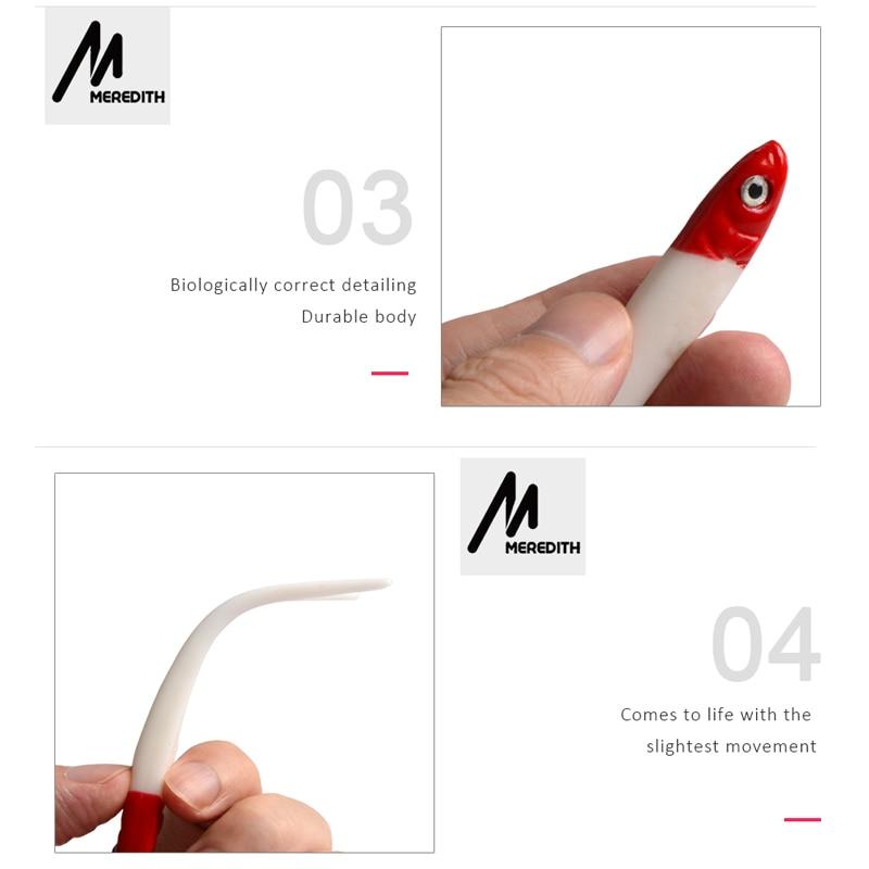 MEREDITH 5pcs 100mm 4.4g Saltwater Freshwater Fishing Soft Lures Silicone Minnow Worms Wobblers Artificial Bait Bass Tackle Jigs