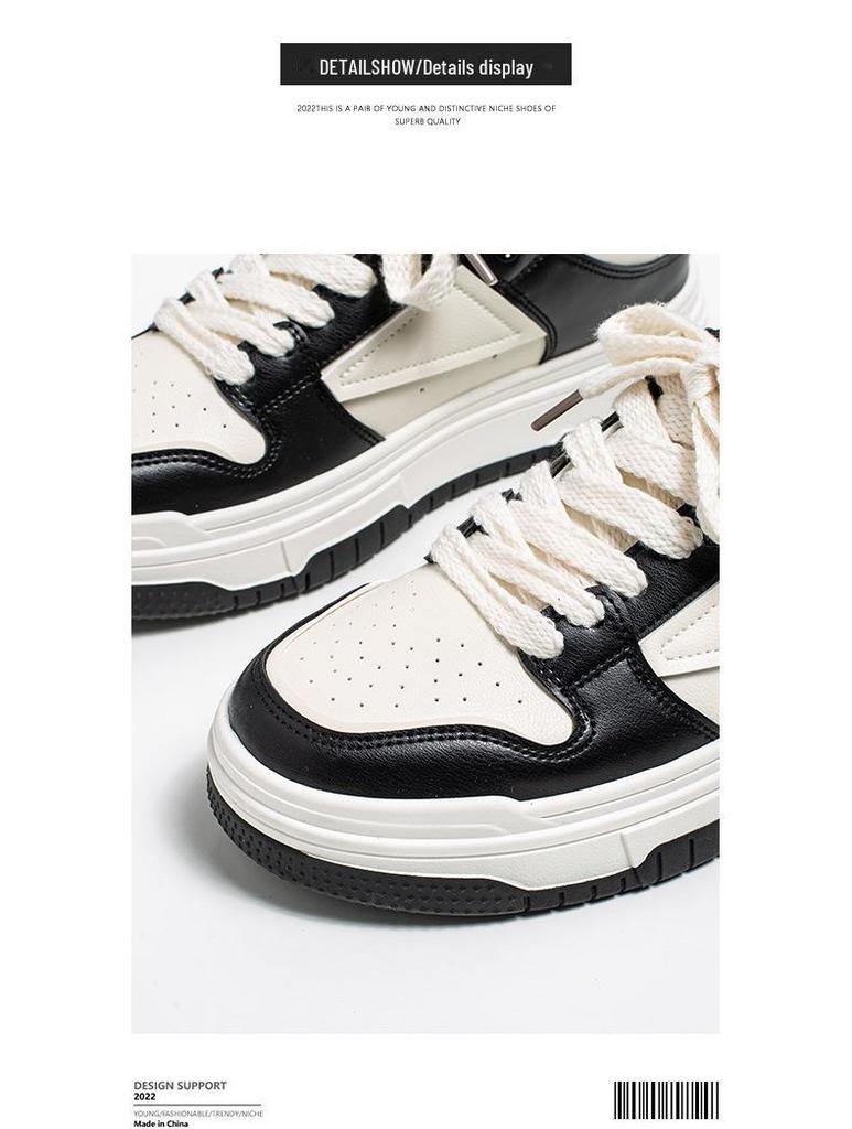 Meiretu 2024 Height-Boosting White Sneakers for Boys - Korean Style Spring Thick-Soled Casual Sports Shoes