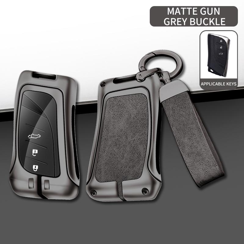 Leather Car Metal Key Case Cover For Lexus Es200 Rx300 Ls500H Nx26 Keyless Bag Protector Shell Keychain Auto Accessories