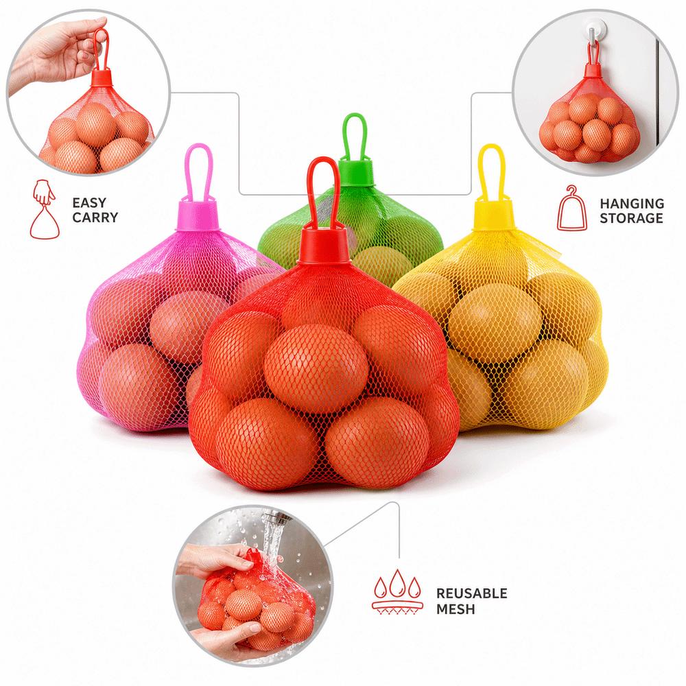 100Pcs Pack Egg Net Bag With Buckles Breathable Mesh Storage Bags Multi-Purpose Drawstring Closure Food Packaging Bags