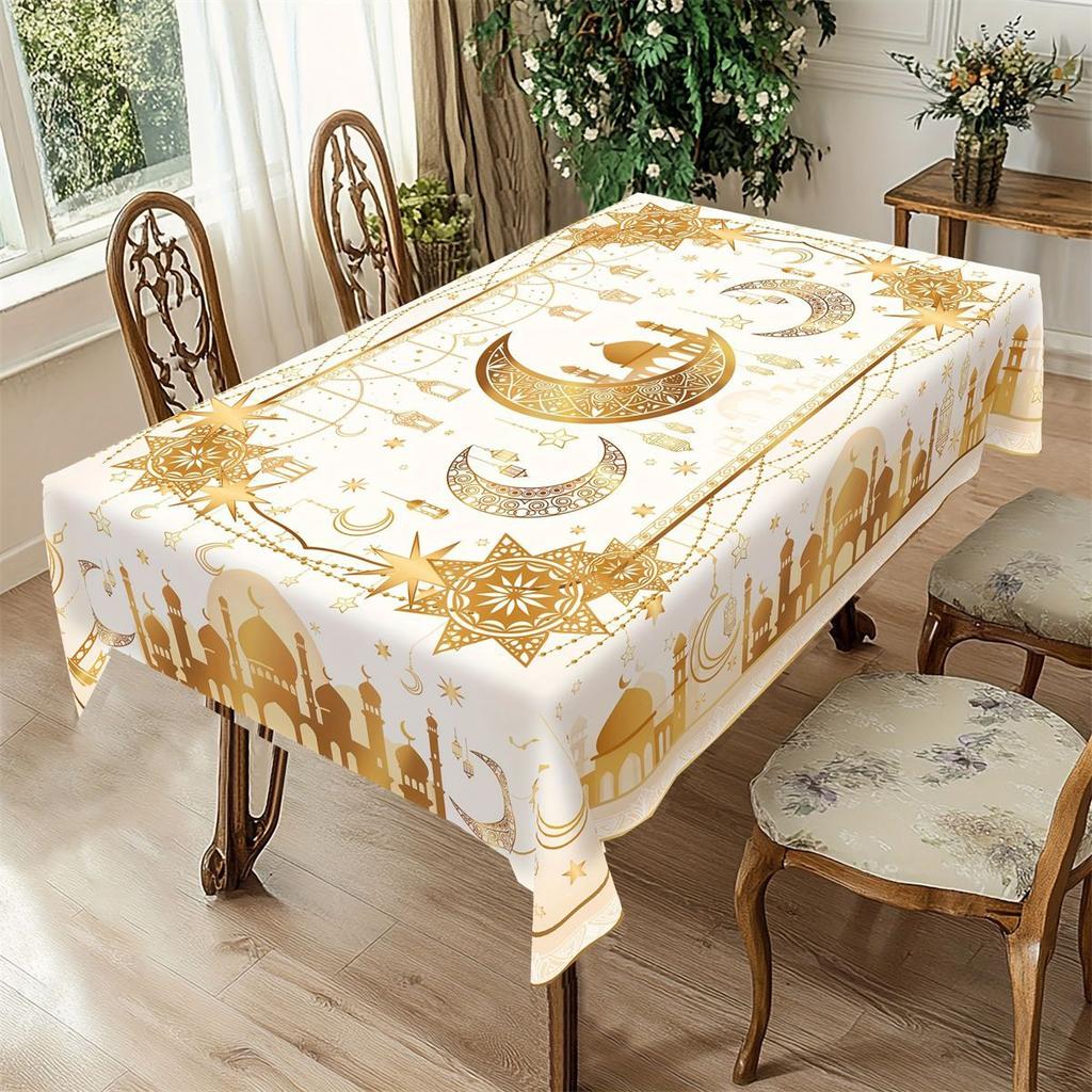 Mystic Moon Festival Table Cover - Ethnic Printed Decor for Dining, Party, and Home Holiday Tablecloth Wrinkle-Resistant