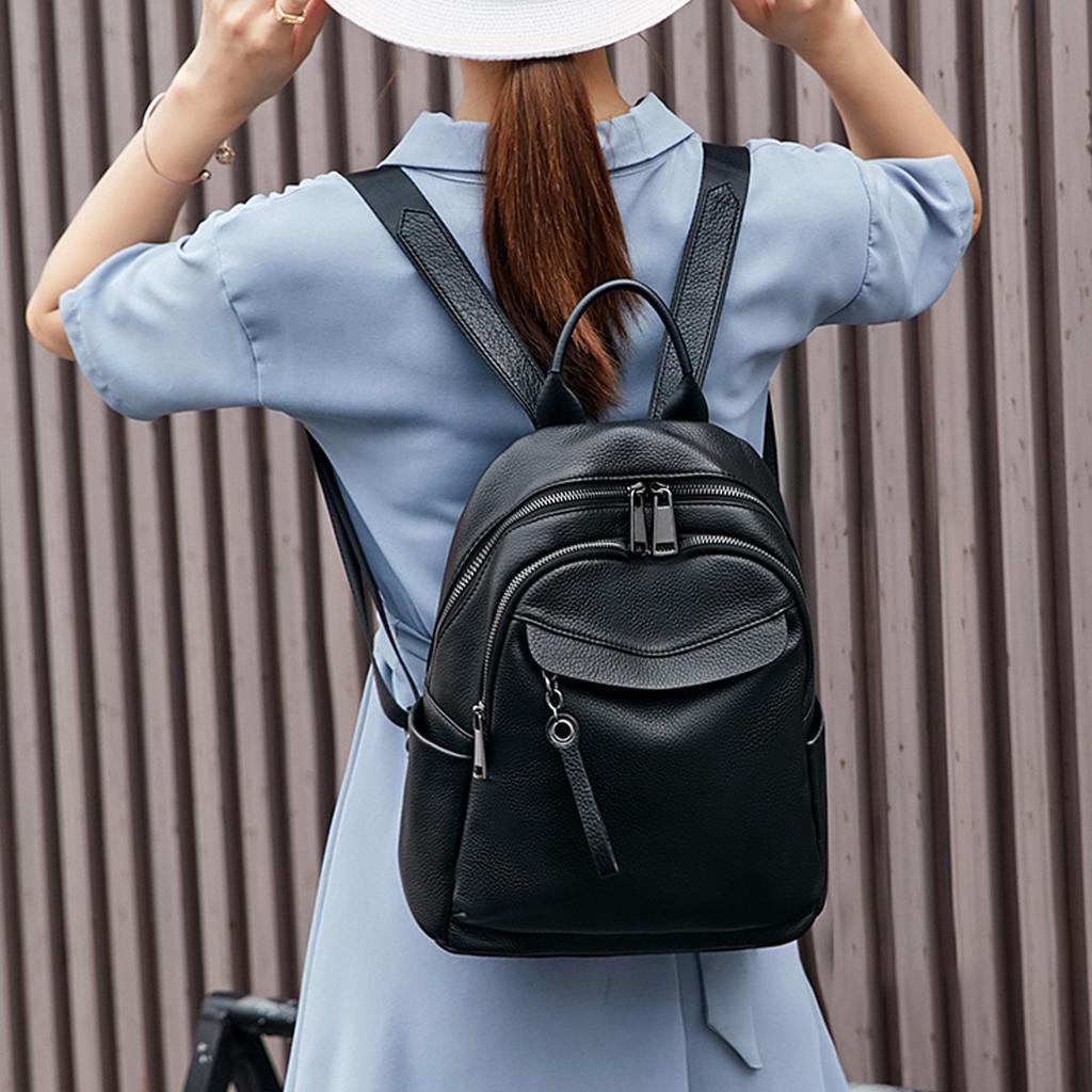 New Year's Backpack Trendy and Fashionable Women's Backpack Top Layer Cowhide Large Capacity Schoolbag for Women