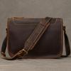 Luufan Men's Genuine Leather Messenger Bag, Crossbody Bag, iPad Compatible, Commuter Bag, Cycling Bag, Popular Casual Bag, Lightweight (Coffee)