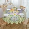 Spring Floral Watercolor Plaid Round Tablecloth Waterproof Table Cover For Wedding Party Decoration Dining Table Cover