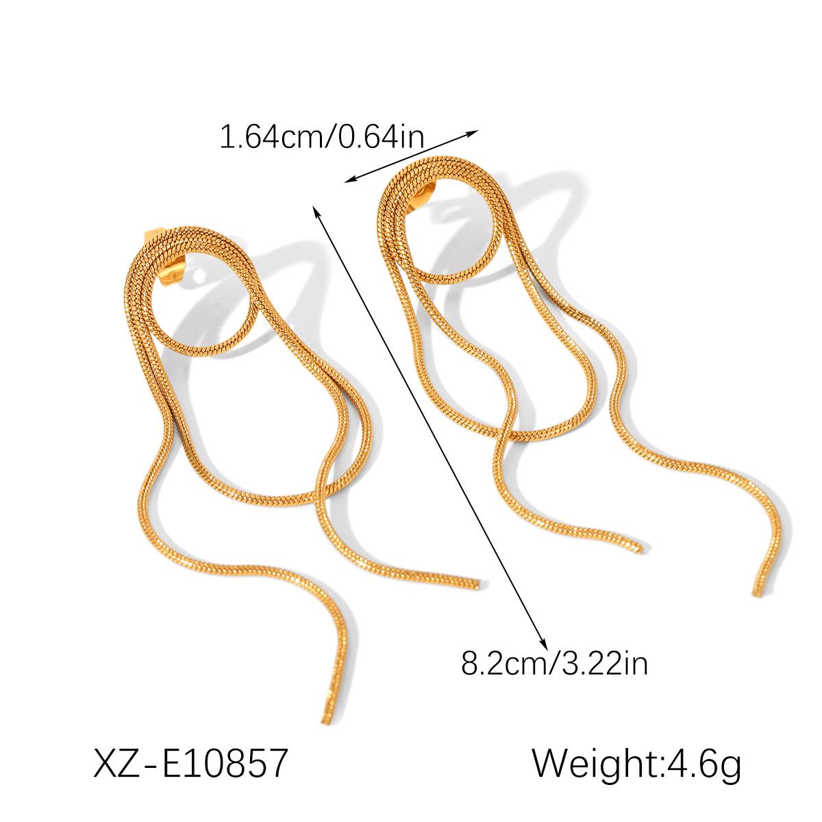 

18K Gold-Plated Titanium Steel Tassel Earrings: Elegant European & American Style