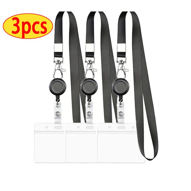 Pure Color Retractable Badge Reel Retractable Teacher Lanyard with Name Card Badge Holder Neck Strap Keychian Accessories Gift