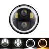 5.75" Angel Eye DRL  Parts Led Moto Headlight  Sportster 1200 72 48 883 Projector LED Chrome Round Headlamp