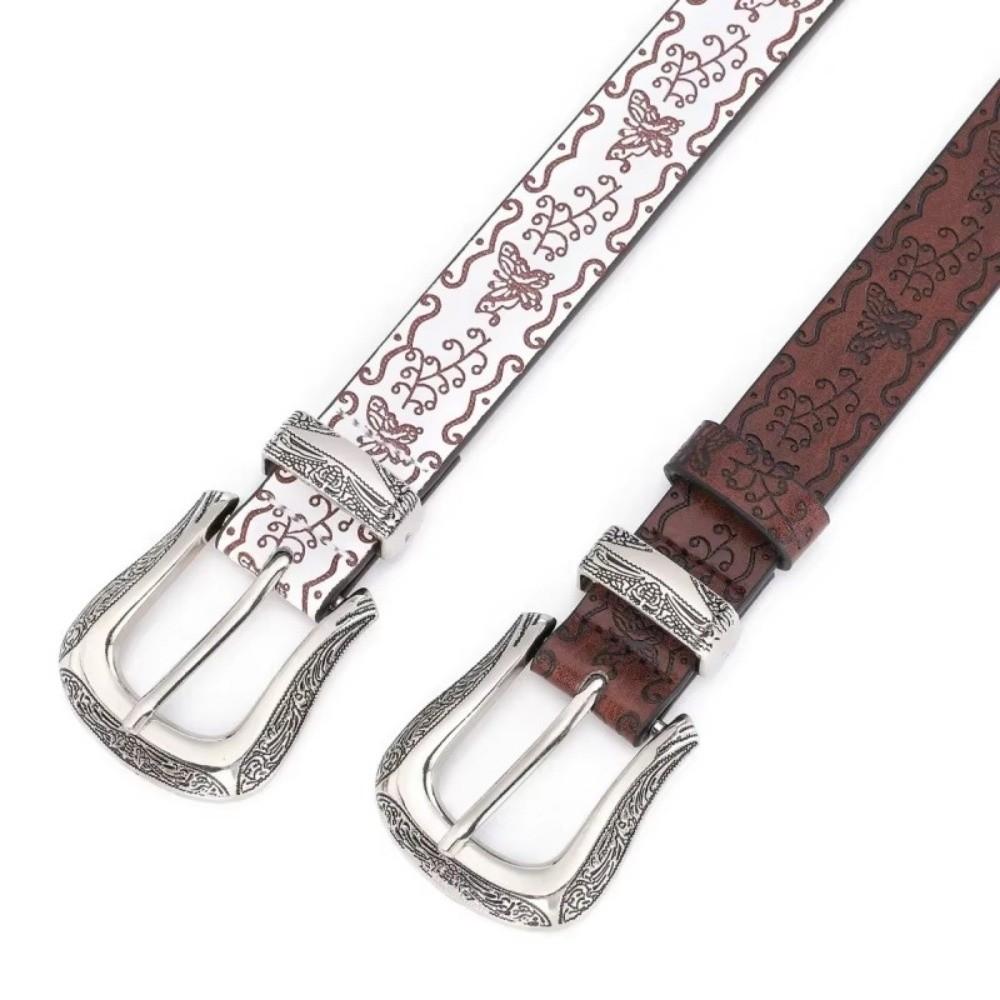 Butterfly Embossed Women's Faux Leather Belt Hip-Hop Waistband Fashion Jeans Belt