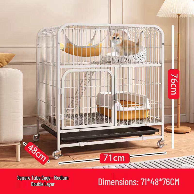 Large Double-Layer Indoor Cat Villa: Space-Saving, Portable Cage with Nest