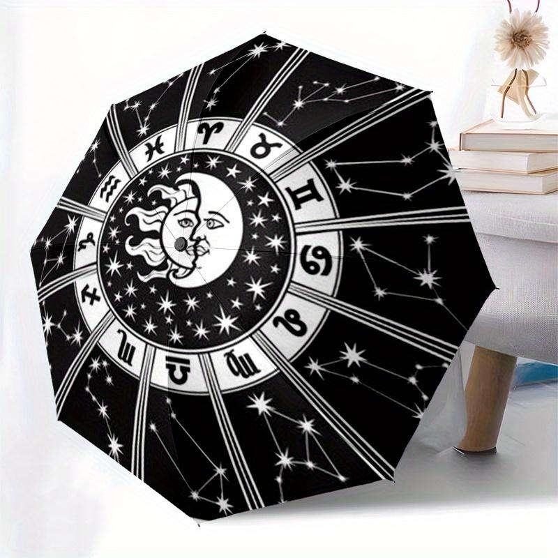 Zodiac Wheel Astrology Chart Horoscope DesignUmbrella, Portable 3-Fold Compact Umbrella for Men & Women Gift