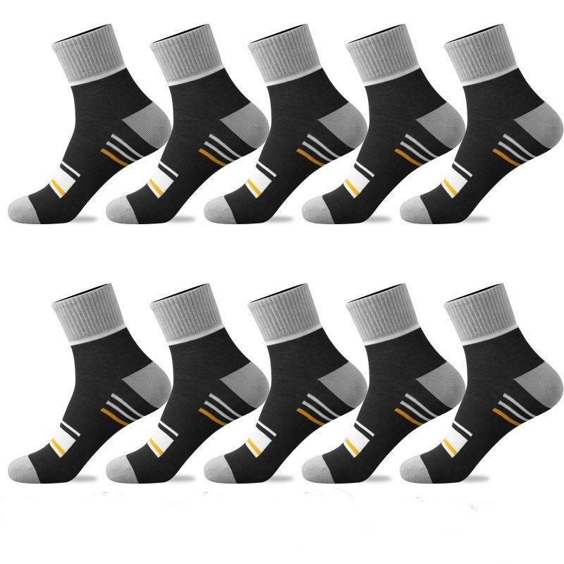 5/10 Pairs Men's Striped Mid-calf Sports Socks Breathable Socks Casual Socks